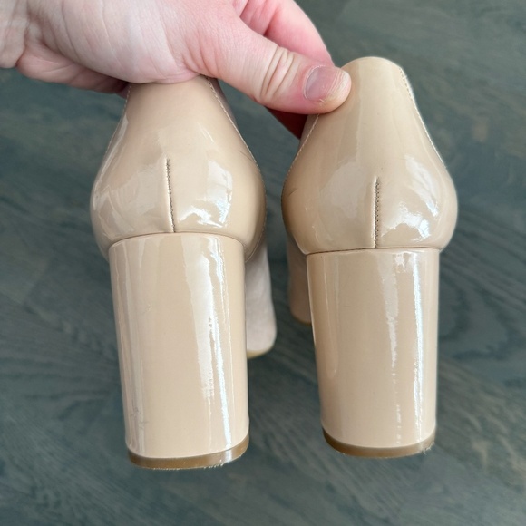 Beige/Brown Faux Suede & Patent Leather Heel Size 40/Womens 8.5 - Picture 4 of 5